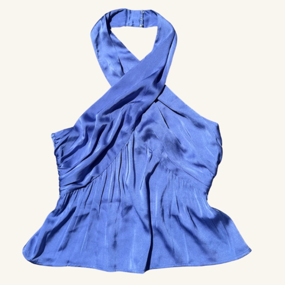 French Connection 'Dalla Verona' Baja Blue Cross Neck Halter M